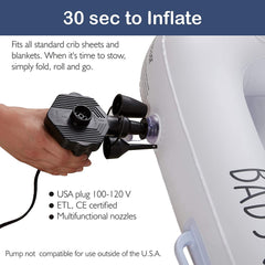 DOUBLE SIDED Inflatable Toddler Bed with Waterproof Sheet | Removable Mattress Bed Bumpers | Fast Electric Air Pump Inflates in Seconds