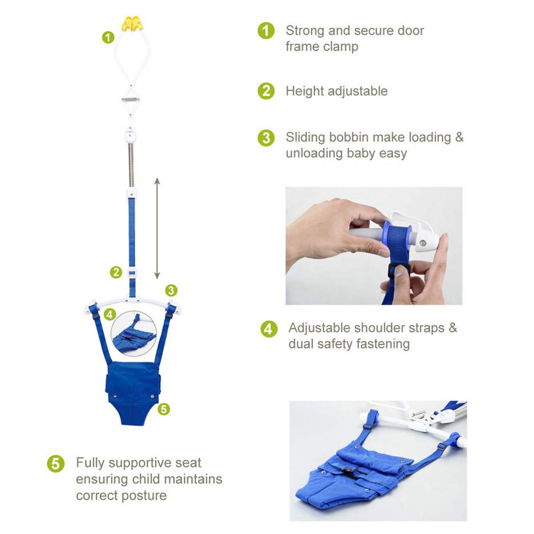 Creative Baby Door Jumper Set - Adjustable Toddler Baby Bouncer Baby Toys Baby Walker Swing (Pink)