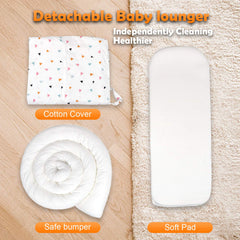 Baby Lounger & Baby Nest Co Sleep Portable Newborn Lounger, 100% Breathable Cotton & Ultra Soft Infant Lounger