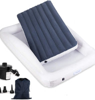 Costzon Inflatable Toddler Travel Bed with Safety Bumper, Detachable Air Inflatable Mattress Including Fast Electric Air Pump