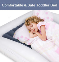 Costzon Inflatable Toddler Travel Bed with Safety Bumper, Detachable Air Inflatable Mattress Including Fast Electric Air Pump