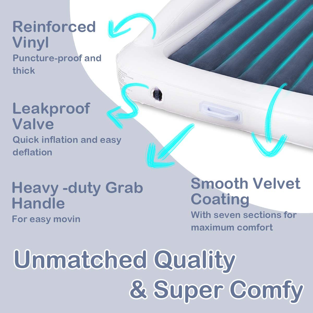 Costzon Inflatable Toddler Travel Bed with Safety Bumper, Detachable Air Inflatable Mattress Including Fast Electric Air Pump