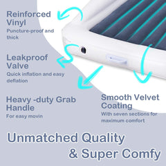 Costzon Inflatable Toddler Travel Bed with Safety Bumper, Detachable Air Inflatable Mattress Including Fast Electric Air Pump
