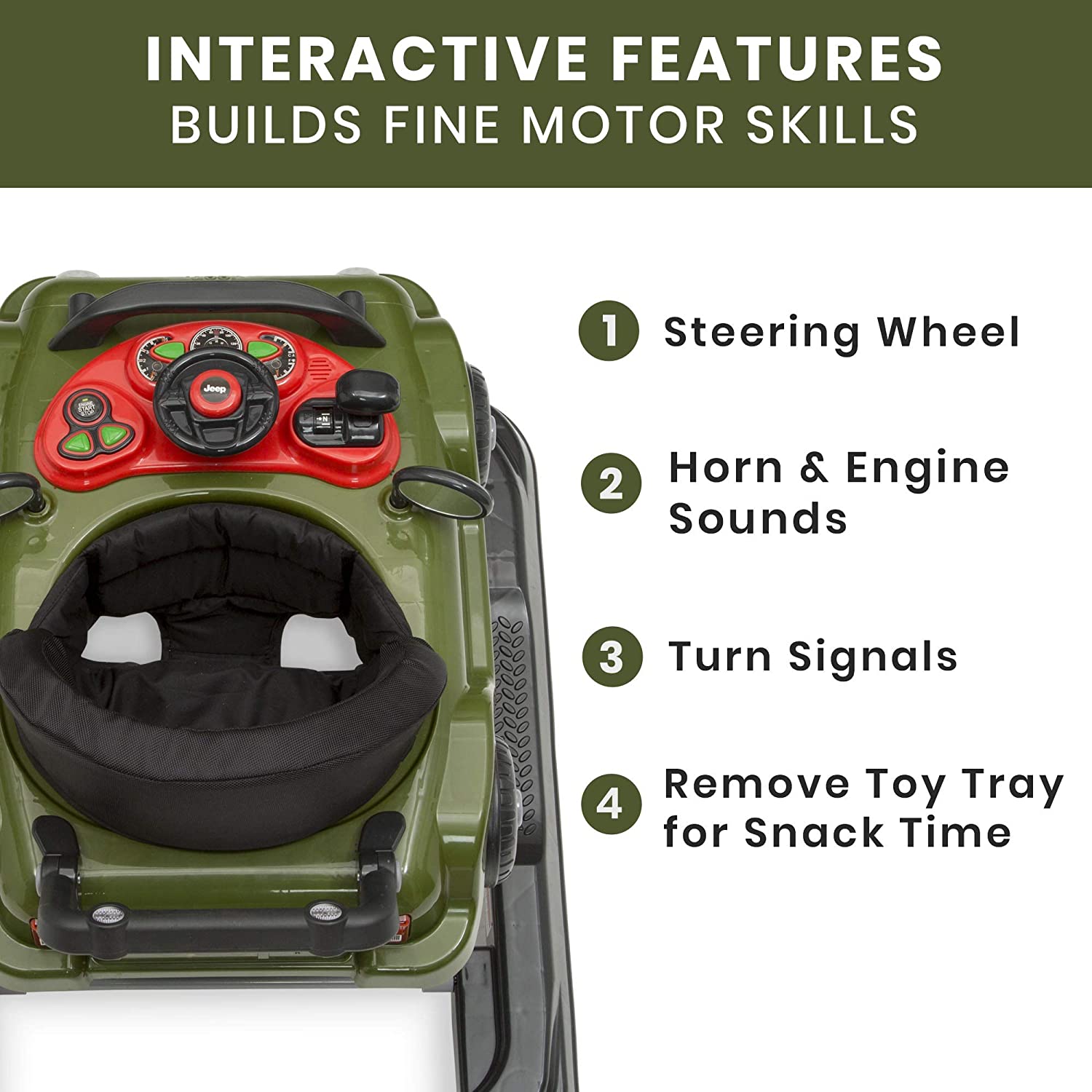 Jeep Classic Wrangler 3-in-1 Grow with Me Walker, Anniversary Green