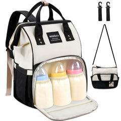 Diaper Bag Backpack - MOSFiATA 2 Stylish Multifuctional Waterproof Travel Backpack for Mom and Dad, Large Capacity Maternity Baby Diaper Changing Bag with Stroller Straps