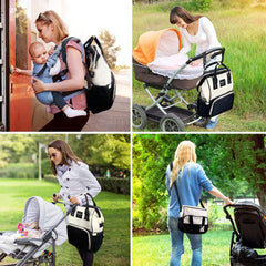 Diaper Bag Backpack - MOSFiATA 2 Stylish Multifuctional Waterproof Travel Backpack for Mom and Dad, Large Capacity Maternity Baby Diaper Changing Bag with Stroller Straps