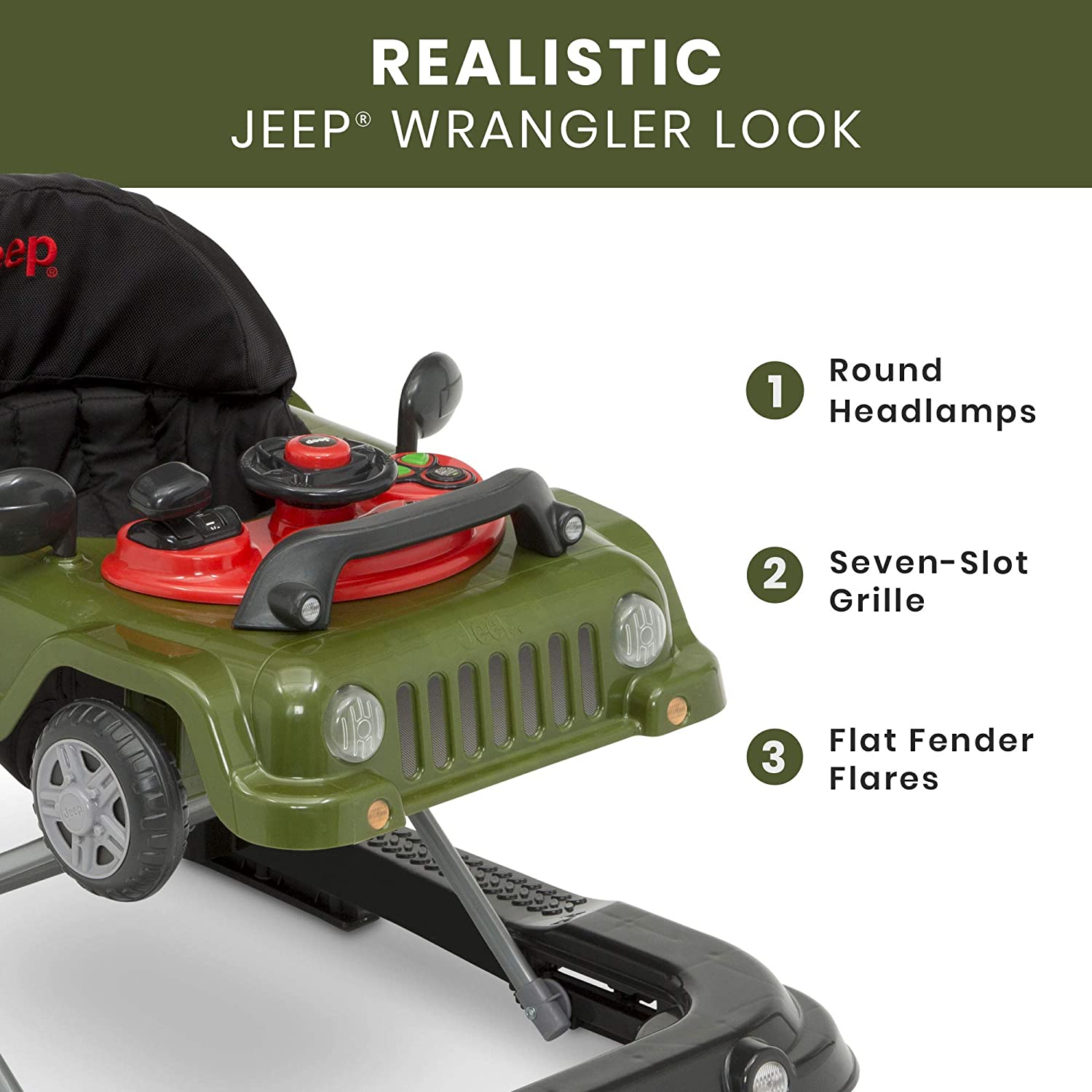 Jeep Classic Wrangler 3-in-1 Grow with Me Walker, Anniversary Green