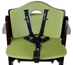 Abiie Beyond Wooden High Chair with Tray. The Perfect Adjustable Baby Highchair Solution (Mahogany Wood - Green Cushion)