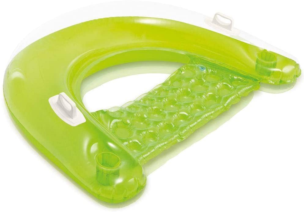 Intex 58859EP Sit 'N Float Inflatable Colorful Floating Tube Loungers with Backrest and Cup Holders for Pool, Lake, and Rivers, 4 Pack (Colors Vary)