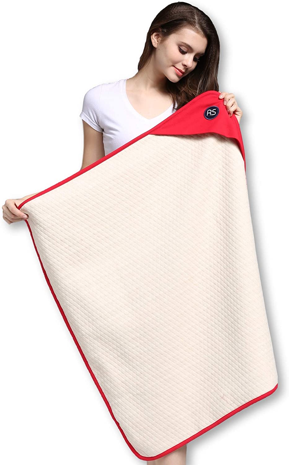 Radia Smart 5G Anti-Radiation, EMF Protection Baby Blanket, Pregnancy Belly Shielding, Organic Cotton, Red, 35”x30