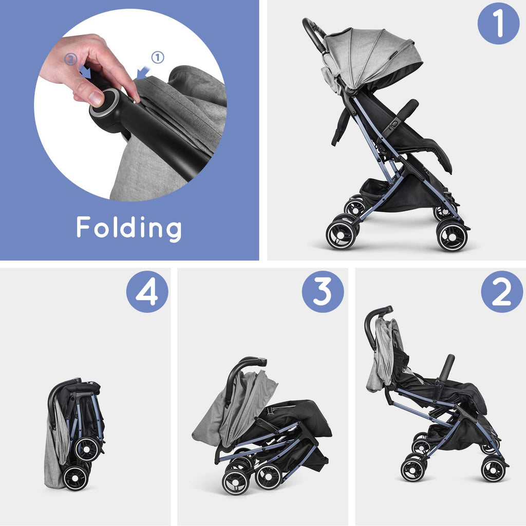 besrey travel stroller besrey Baby Stroller Lightweight Easy Fold Compact Travel Stroller Gra – Pete's Baby Essentials