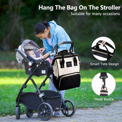 Diaper Bag Backpack - MOSFiATA 2 Stylish Multifuctional Waterproof Travel Backpack for Mom and Dad, Large Capacity Maternity Baby Diaper Changing Bag with Stroller Straps