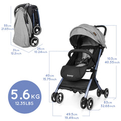 besrey Baby Stroller Lightweight Easy Fold Compact Travel Stroller Gray