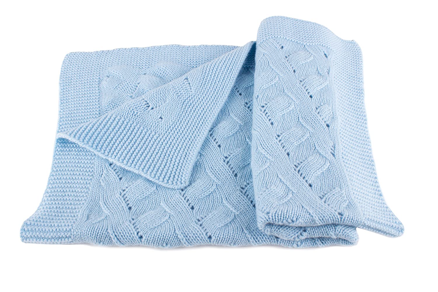 Boys Luxury 100% Cashmere Baby Blanket - 'Baby Blue' - Hand Made in Scotland by Love Cashmere