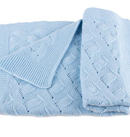 Boys Luxury 100% Cashmere Baby Blanket - 'Baby Blue' - Hand Made in Scotland by Love Cashmere