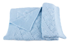 Boys Luxury 100% Cashmere Baby Blanket - 'Baby Blue' - Hand Made in Scotland by Love Cashmere