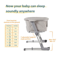 Unilove Bassinet and Bedside Sleeper, Hug Me Plus | Portable Travel Crib Includes Carry Bag, Mattress, Breathable Sheet and 7 Height Adjustments, Shadow Gray