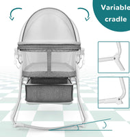besrey Baby Bassinet 2 in 1 Lightweight Portable Baby Bed with Breathable Net/Harmless Mattress/Quick Foldable Design for up 33 lbs/ 5 Months Infant, Baby Gray