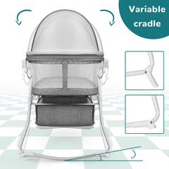 besrey Baby Bassinet 2 in 1 Lightweight Portable Baby Bed with Breathable Net/Harmless Mattress/Quick Foldable Design for up 33 lbs/ 5 Months Infant, Baby Gray