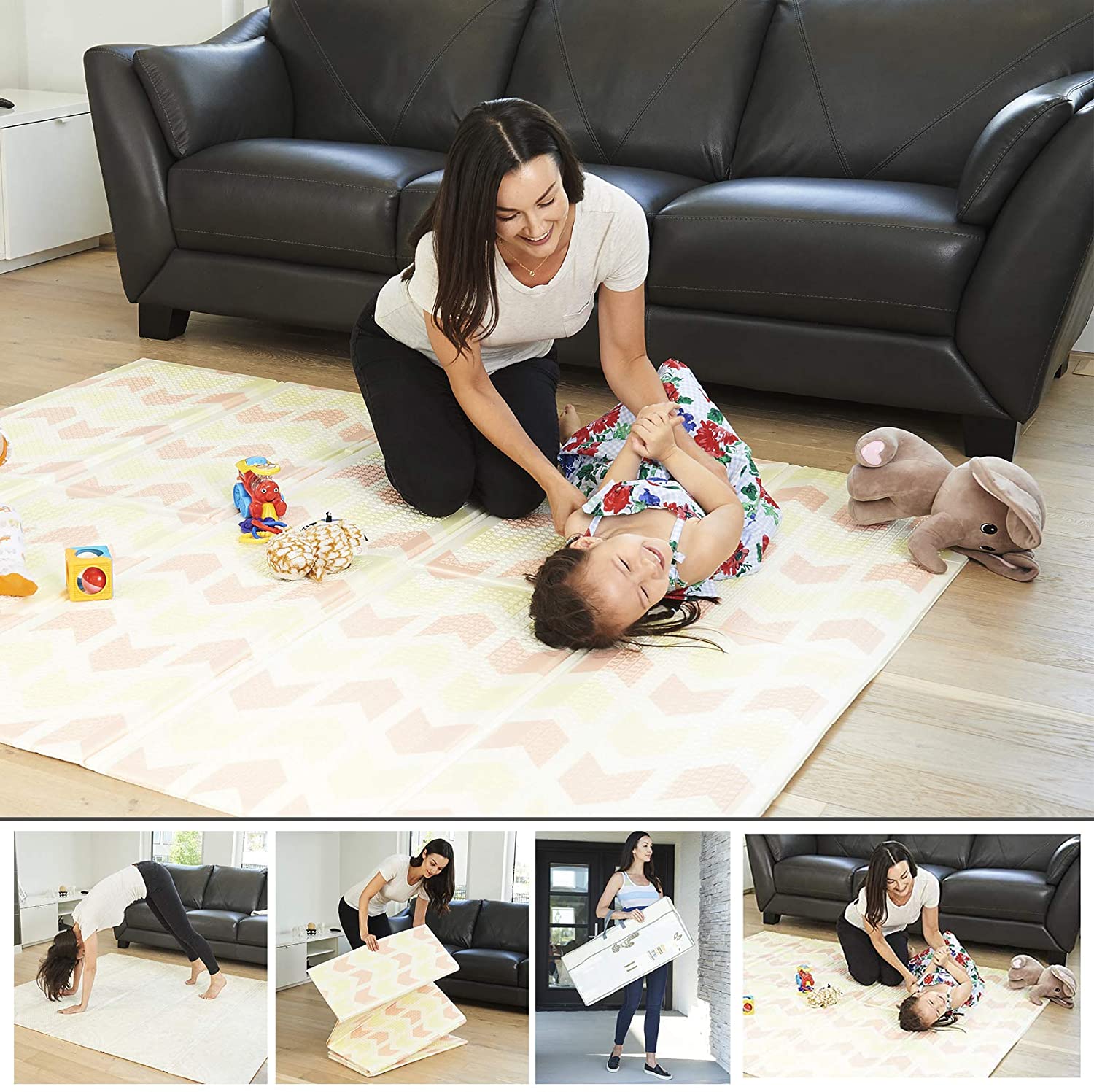 XDEMODA Reversible Baby Play Mat & Exercise Mat - Fun & Stylish Foam Floor Playmat for Adults, Kids and Infants