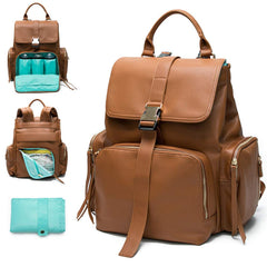 Diaper Bag Backpack by Mominside, Leather Backpack for Women, Travel Backpack Baby Bag with 15 Pockets, Changing Pad
