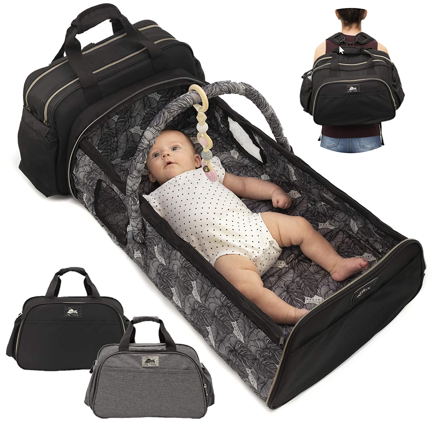 Portable Bassinet for Baby Travel - Travel Bassinets for Babies | Large 3 in 1 Diaper Bag Backpack Changing Station | Wear 5 Ways