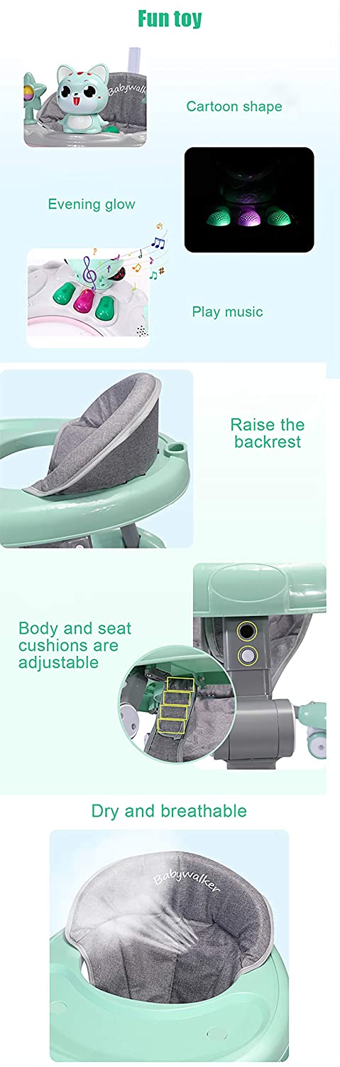 Olz Baby Walker 6-Speed Adjustment Multi-Function Anti-Rollover Anti-O-Legs Men and Women Toddler Walker