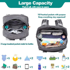 Diaper Bag Backpack, BabbleRoo Baby Nappy Changing Bags Multi function Waterproof Travel Back Pack