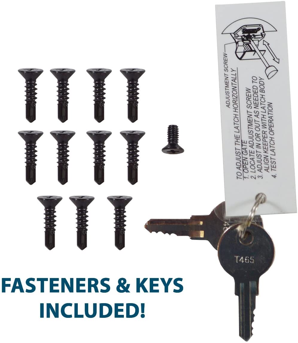Weatherables Trident 10 Inch Tall Black Magnetic Vertical-Pull Pool Child Safety Gate Latch | Keyed Alike | TRIDENT-10-BK-KA-WEA
