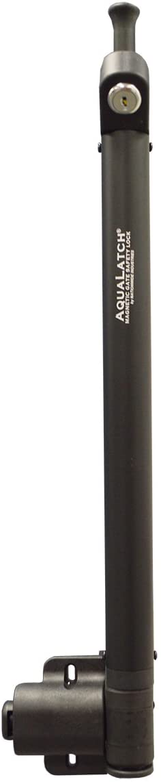 AquaLatch 20 Inch Tall Black Magnetic Pool Child Safety Gate Latch | Keyed Alike | AQUA-20-BK-KA