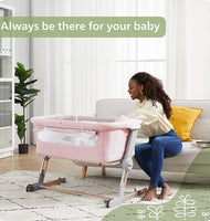 Unilove Hug Me Plus 3-in-1 Baby Bassinet, Adjustable Bedside Co Sleeper, Portable Travel Cosleeping Bed, Newborn Side Crib, Basinette, with 1.2