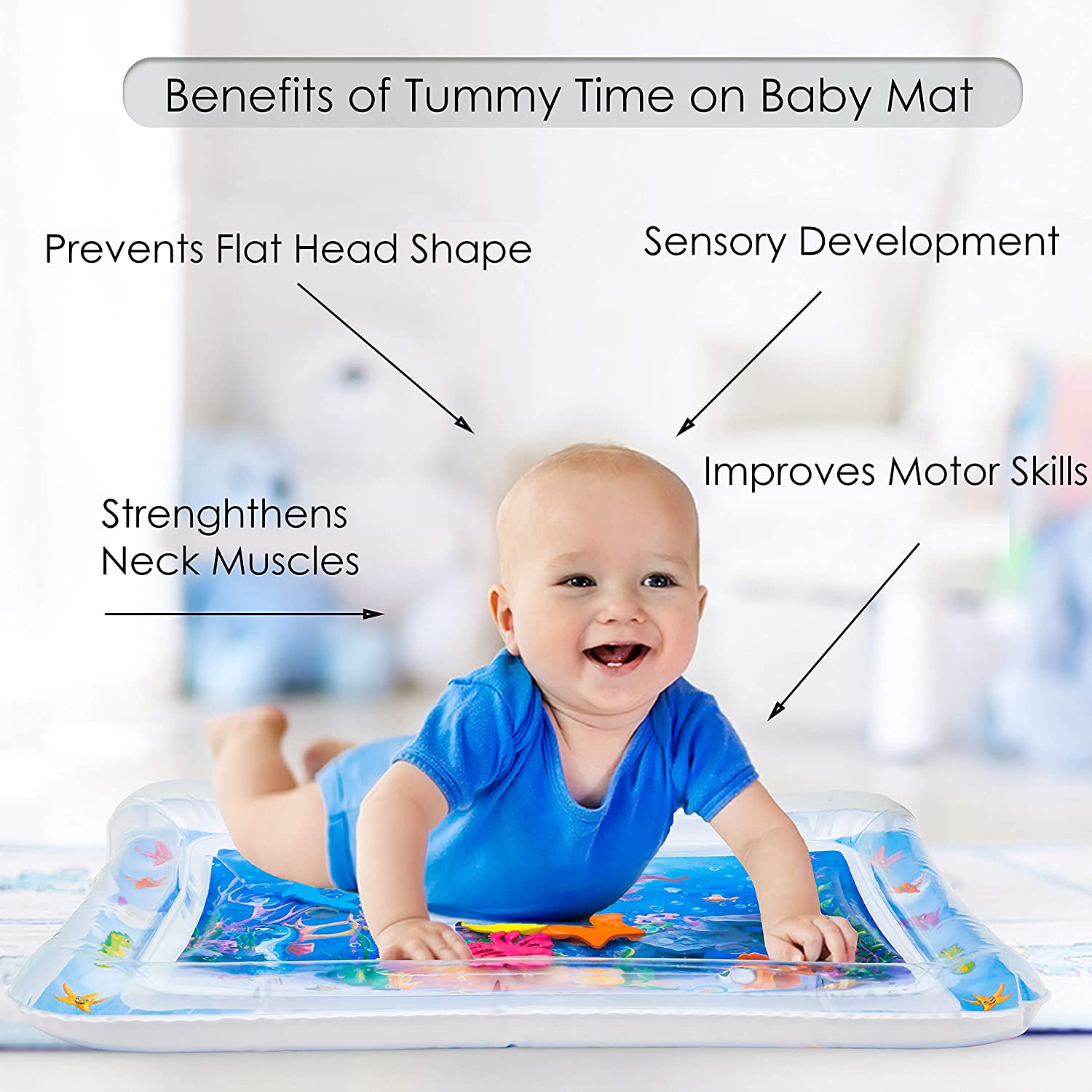 Splashin'kids Inflatable Tummy Time Premium Water mat Infants and Toddlers is The Perfect Fun time Play Activity Center Your Baby's Stimulation Growth