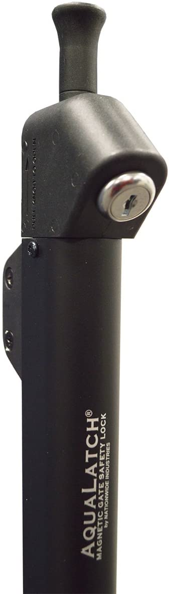 AquaLatch 20 Inch Tall Black Magnetic Pool Child Safety Gate Latch | Keyed Alike | AQUA-20-BK-KA