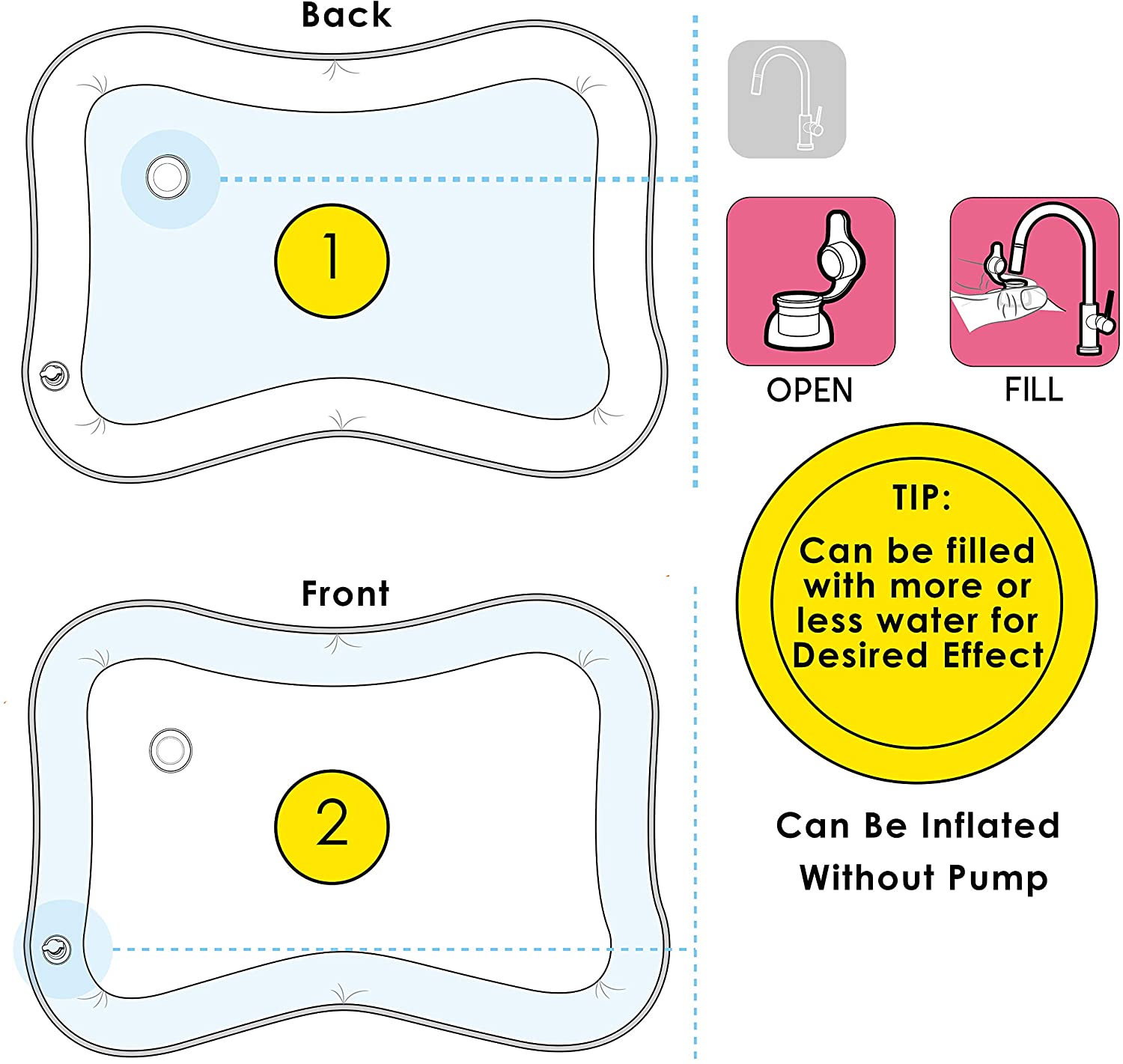 Splashin'kids Inflatable Tummy Time Premium Water mat Infants and Toddlers is The Perfect Fun time Play Activity Center Your Baby's Stimulation Growth