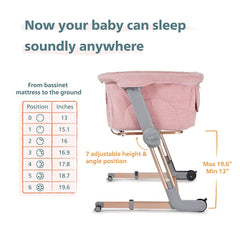 Unilove Hug Me Plus 3-in-1 Baby Bassinet, Adjustable Bedside Co Sleeper, Portable Travel Cosleeping Bed, Newborn Side Crib, Basinette, with 1.2