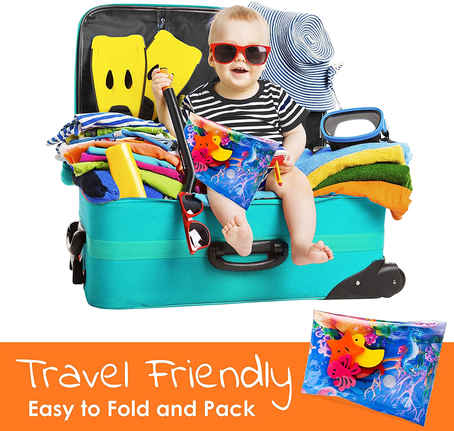 Splashin'kids Inflatable Tummy Time Premium Water mat Infants and Toddlers is The Perfect Fun time Play Activity Center Your Baby's Stimulation Growth