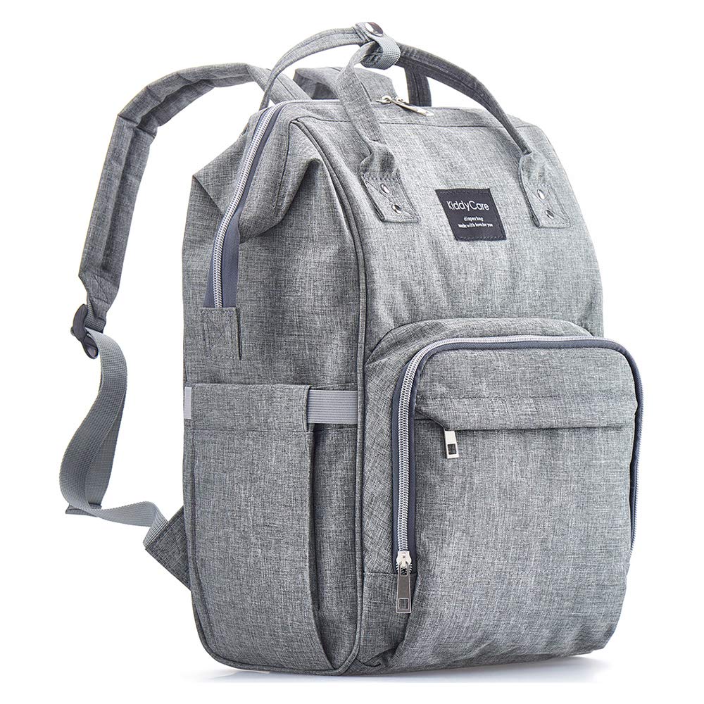 KiddyCare Diaper Bag Backpack, Multi-Function Baby Bag, Maternity Nappy Bags for Travel, Large Capacity, Waterproof, Durable and Stylish for Woman & Men, Gray
