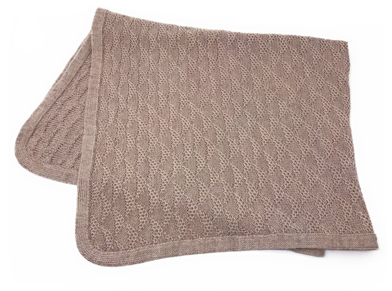 Baby Blanket & Lap Throw,100% Baby Alpaca Wool, Unisex, Hypoallergenic, Dye Free, Pure & Natural (Taupe Rose)