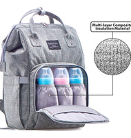 KiddyCare Diaper Bag Backpack, Multi-Function Baby Bag, Maternity Nappy Bags for Travel, Large Capacity, Waterproof, Durable and Stylish for Woman & Men, Gray