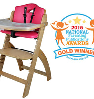 Abiie Beyond Wooden High Chair with Tray. The Perfect Adjustable Baby Highchair Solution