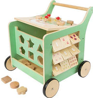 Small Foot Wooden Toys Premium Pastel Wooden Baby Walker and playcenter Move it
