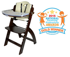 Abiie Beyond Wooden High Chair with Tray. The Perfect Adjustable Baby Highchair Solution