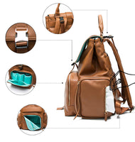 Diaper Bag Backpack by Mominside, Leather Backpack for Women, Travel Backpack Baby Bag with 15 Pockets, Changing Pad