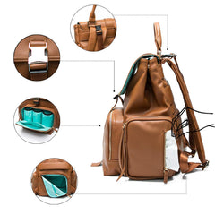 Diaper Bag Backpack by Mominside, Leather Backpack for Women, Travel Backpack Baby Bag with 15 Pockets, Changing Pad