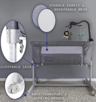 Bedside Bassinet Crib Baby Bassinet Bed Side Sleeper Bassinet for Baby Playpen Wheeled Portable