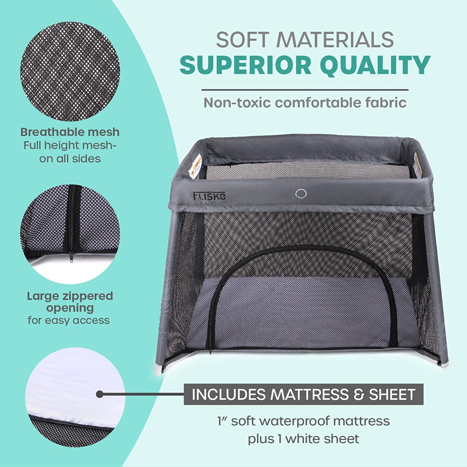 2 in 1 Travel Crib & Bassinet – Lightweight, Pack Play-Yard for Infants & Toddlers