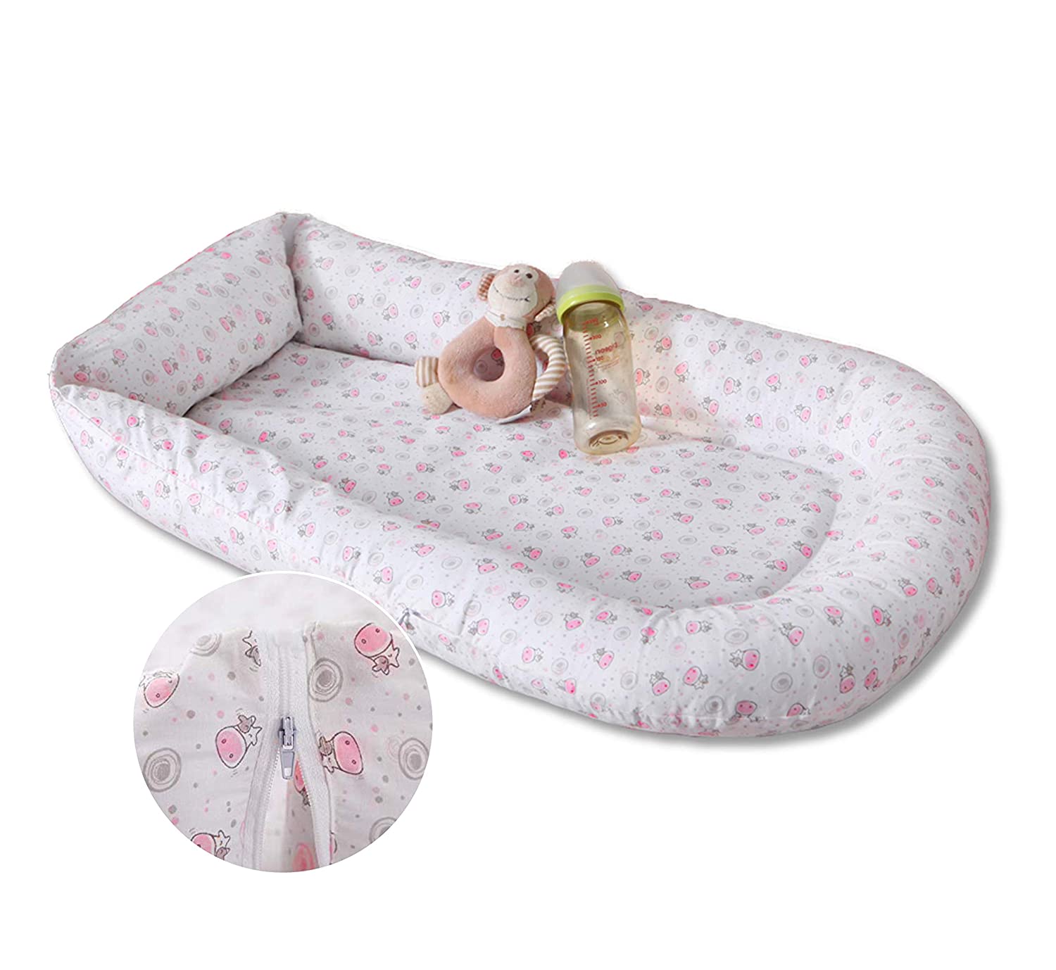 Premium Baby Nest Sleeper - Durable 100% Cotton Baby Nest, Baby Lounger - Soft Portable Crib Perfect for Co-Sleeping and Travelling