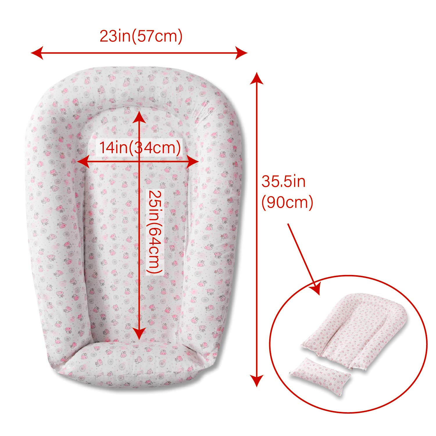 Premium Baby Nest Sleeper - Durable 100% Cotton Baby Nest, Baby Lounger - Soft Portable Crib Perfect for Co-Sleeping and Travelling