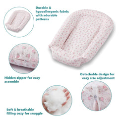 Premium Baby Nest Sleeper - Durable 100% Cotton Baby Nest, Baby Lounger - Soft Portable Crib Perfect for Co-Sleeping and Travelling