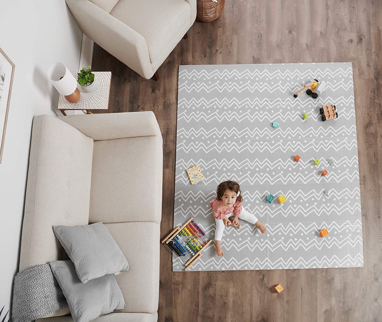 Regalo Sensory & Learning My Play Mat, Foldable & Reversable, Waterproof, Bonus Kit, Includes Travel Case with Carry Strap, Grey, Extra Large